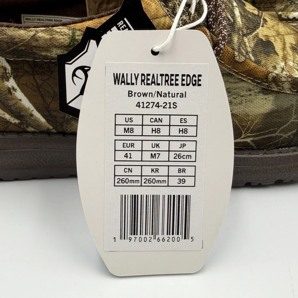 Hey Dude Wally Realtree Edge Men Size 8 Brown/Natural Camo Loafers 41274-21S NEW